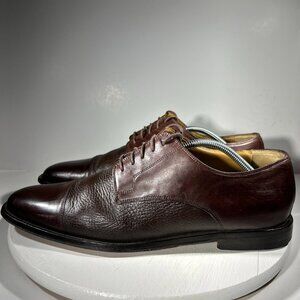 JOHNSTON MURPHY Corbett II Mens Size 12 Leather Derby Dress Shoes Brown Cap Toe